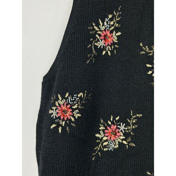Vintage Susan Bristol Embroidered Black Wool Blend Vest Size 2W - Picture 9 of 9